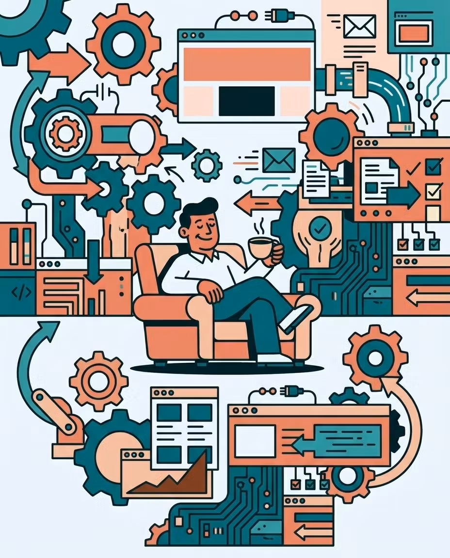 Illustration de l'automatisation IA No Code sans stress.
